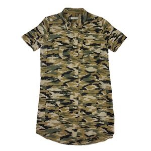Equipment Femme Camoflauge Casual Shirt Dress Womens XS Camo Green